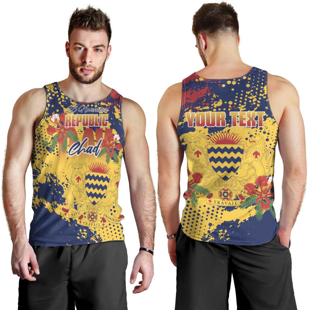Personalized Chad Republic Day Men Tank Top Coat Of Arms - Grunge Style - Wonder Print Shop