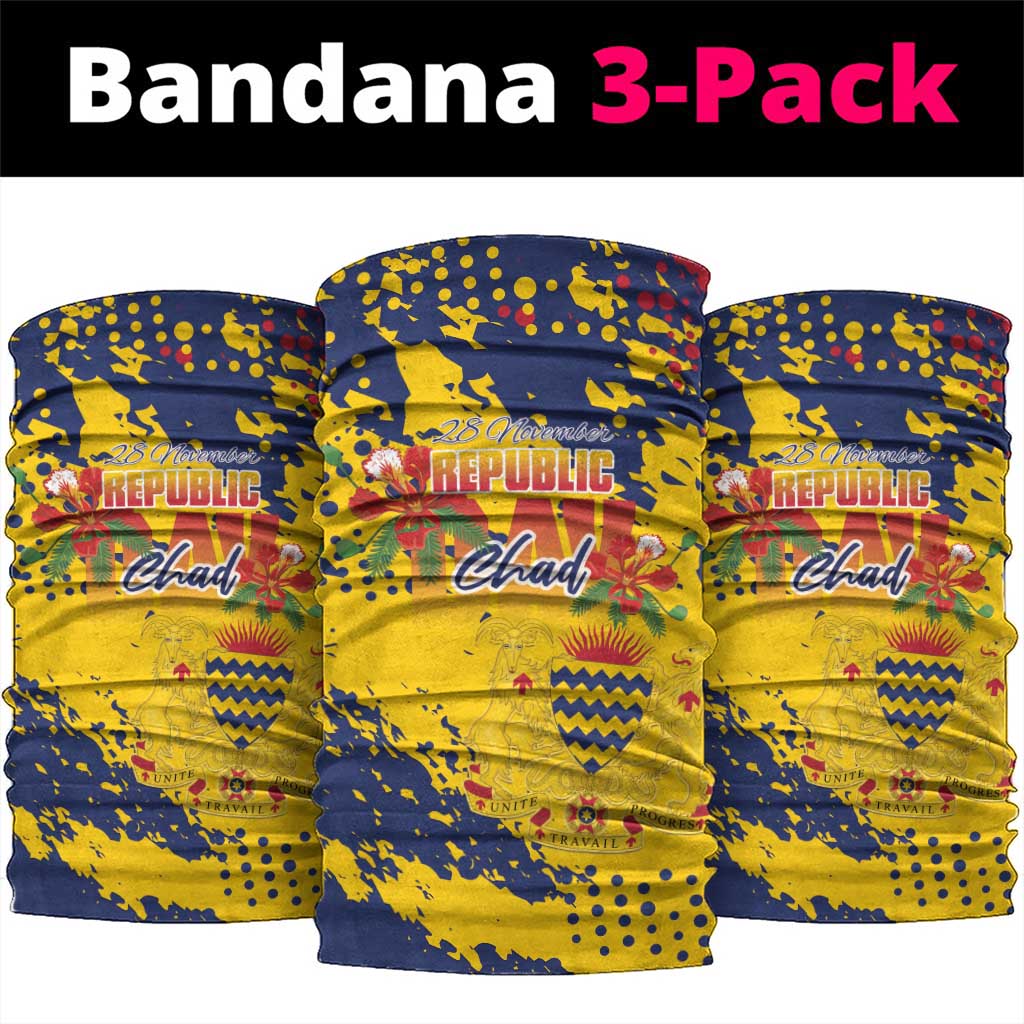 Chad Republic Day Neck Gaiter Coat Of Arms - Grunge Style - Wonder Print Shop