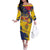 Personalized Chad Republic Day Off The Shoulder Long Sleeve Dress Coat Of Arms - Grunge Style - Wonder Print Shop