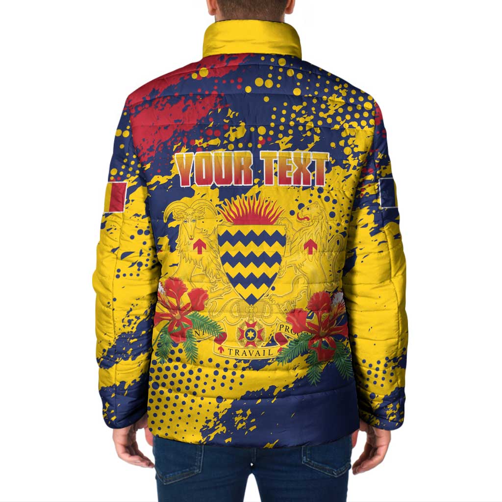 Personalized Chad Republic Day Padded Jacket Coat Of Arms - Grunge Style - Wonder Print Shop