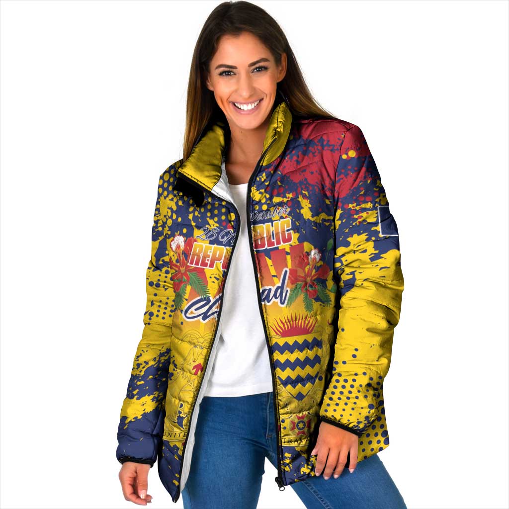 Personalized Chad Republic Day Padded Jacket Coat Of Arms - Grunge Style - Wonder Print Shop
