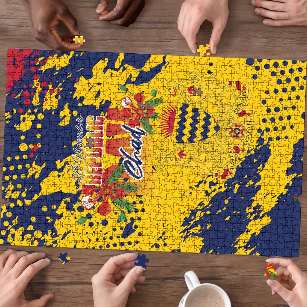 Chad Republic Day Puzzle Coat Of Arms - Grunge Style - Wonder Print Shop