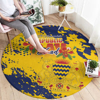 Chad Republic Day Round Carpet Coat Of Arms - Grunge Style - Wonder Print Shop