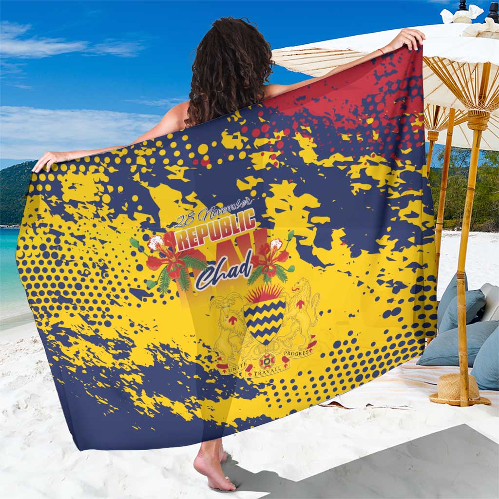 Chad Republic Day Sarong Coat Of Arms - Grunge Style - Wonder Print Shop