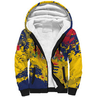 Personalized Chad Republic Day Sherpa Hoodie Coat Of Arms - Grunge Style - Wonder Print Shop