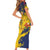 Personalized Chad Republic Day Short Sleeve Bodycon Dress Coat Of Arms - Grunge Style - Wonder Print Shop