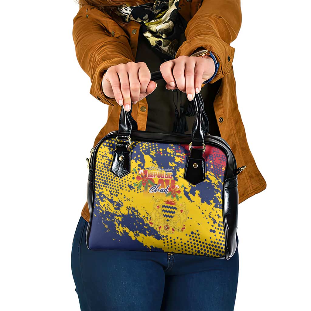Chad Republic Day Shoulder Handbag Coat Of Arms - Grunge Style - Wonder Print Shop