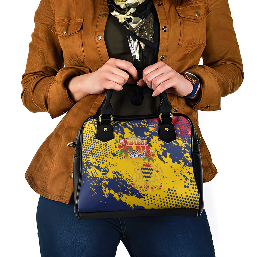 Chad Republic Day Shoulder Handbag Coat Of Arms - Grunge Style - Wonder Print Shop