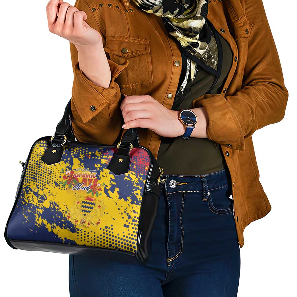 Chad Republic Day Shoulder Handbag Coat Of Arms - Grunge Style - Wonder Print Shop