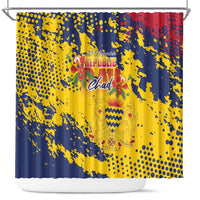 Chad Republic Day Shower Curtain Coat Of Arms - Grunge Style - Wonder Print Shop