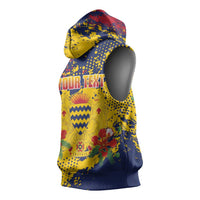 Personalized Chad Republic Day Sleeveless Hoodie Coat Of Arms - Grunge Style - Wonder Print Shop