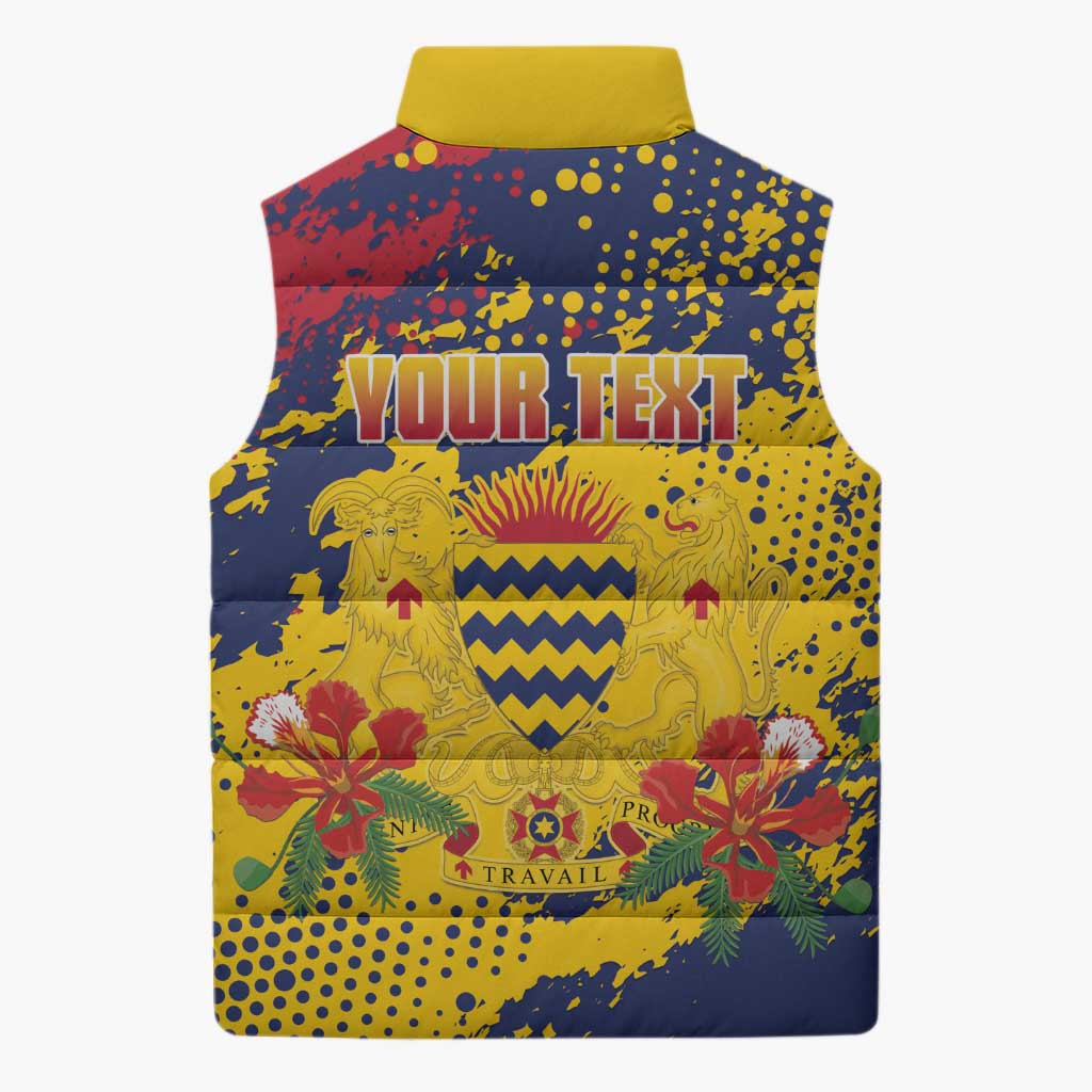 Personalized Chad Republic Day Sleeveless Puffer Jacket Coat Of Arms - Grunge Style - Wonder Print Shop