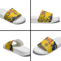 Chad Republic Day Slide Sandals Coat Of Arms - Grunge Style - Wonder Print Shop