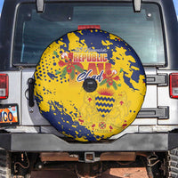 Chad Republic Day Spare Tire Cover Coat Of Arms - Grunge Style - Wonder Print Shop
