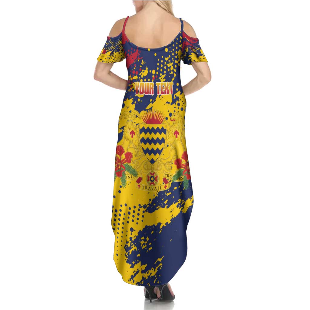 Personalized Chad Republic Day Summer Maxi Dress Coat Of Arms - Grunge Style - Wonder Print Shop