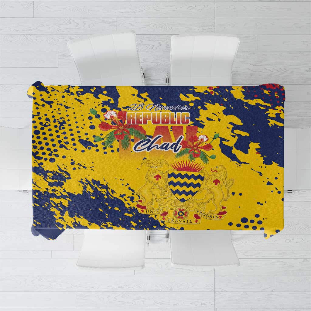 Chad Republic Day Tablecloth Coat Of Arms - Grunge Style - Wonder Print Shop