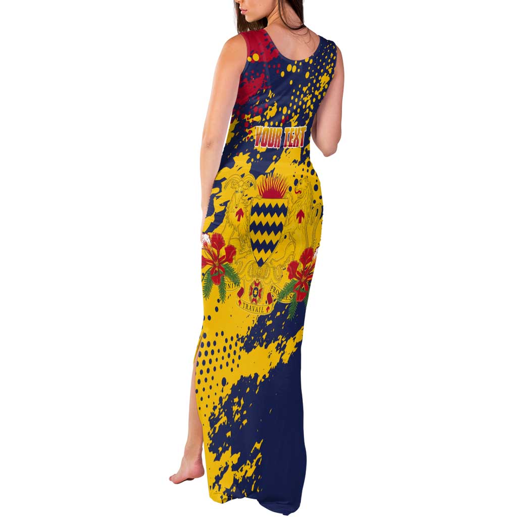 Personalized Chad Republic Day Tank Maxi Dress Coat Of Arms - Grunge Style - Wonder Print Shop