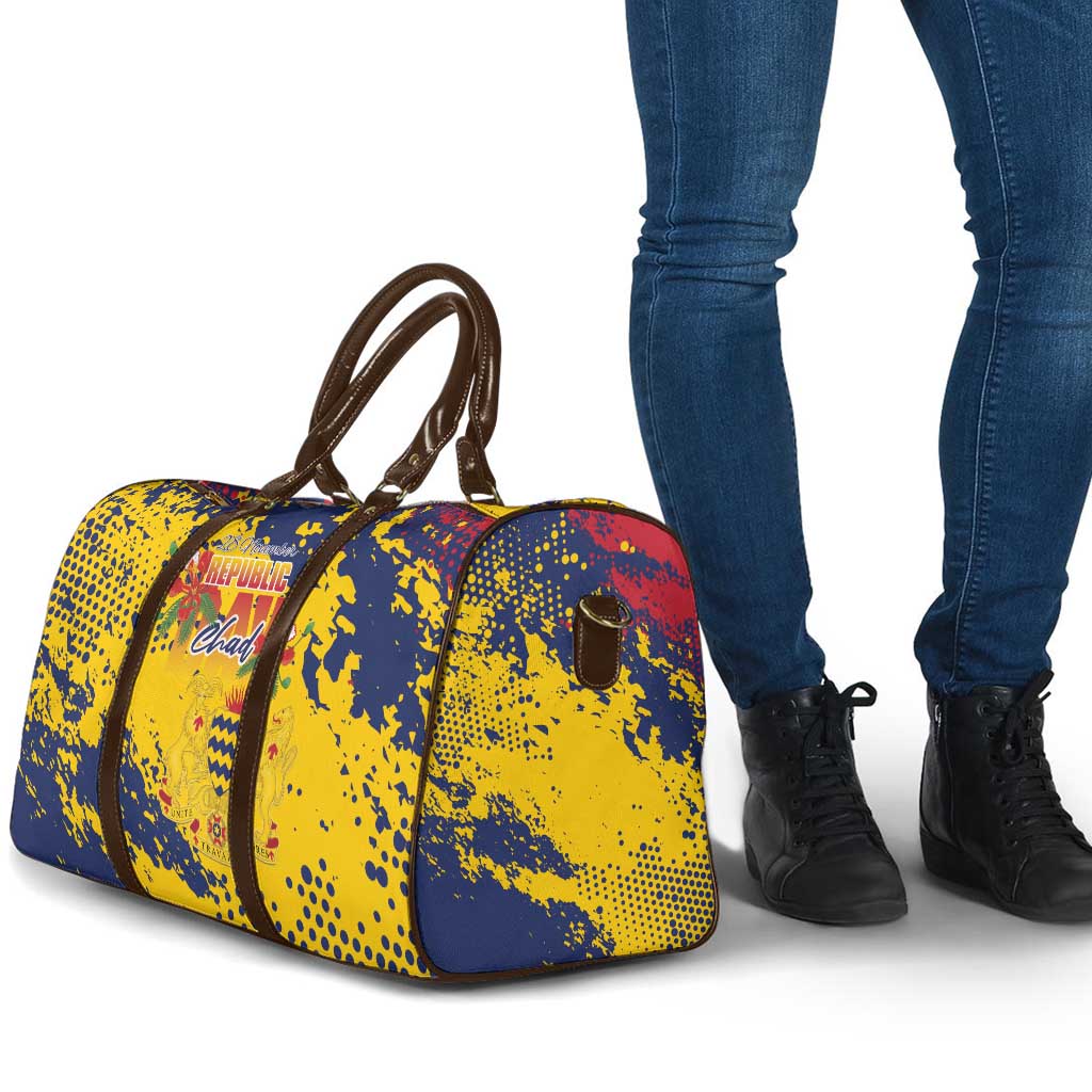 Chad Republic Day Travel Bag Coat Of Arms - Grunge Style - Wonder Print Shop