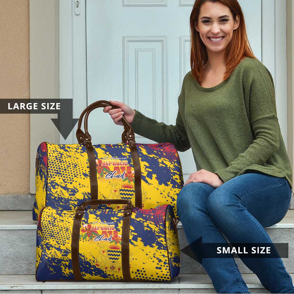 Chad Republic Day Travel Bag Coat Of Arms - Grunge Style - Wonder Print Shop