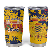 Personalized Chad Republic Day Tumbler Cup Coat Of Arms - Grunge Style - Wonder Print Shop
