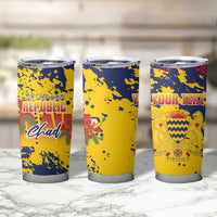 Personalized Chad Republic Day Tumbler Cup Coat Of Arms - Grunge Style - Wonder Print Shop