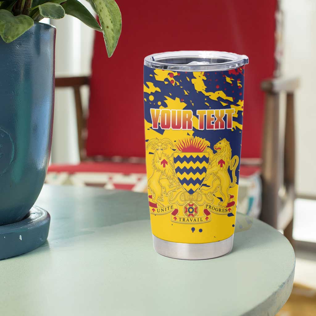 Personalized Chad Republic Day Tumbler Cup Coat Of Arms - Grunge Style - Wonder Print Shop