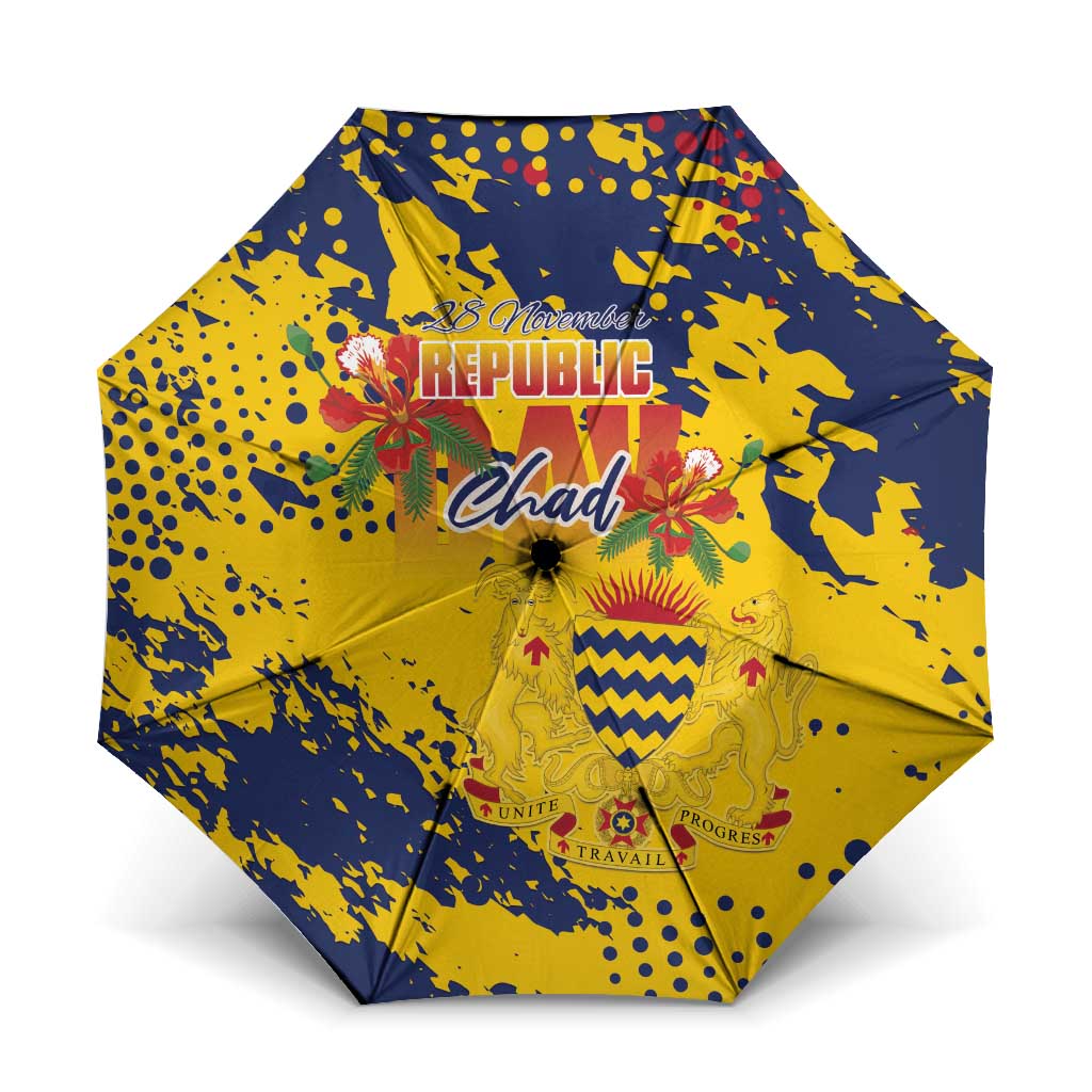 Chad Republic Day Umbrella Coat Of Arms - Grunge Style - Wonder Print Shop