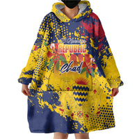 Personalized Chad Republic Day Wearable Blanket Hoodie Coat Of Arms - Grunge Style - Wonder Print Shop