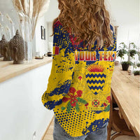 Personalized Chad Republic Day Women Casual Shirt Coat Of Arms - Grunge Style - Wonder Print Shop