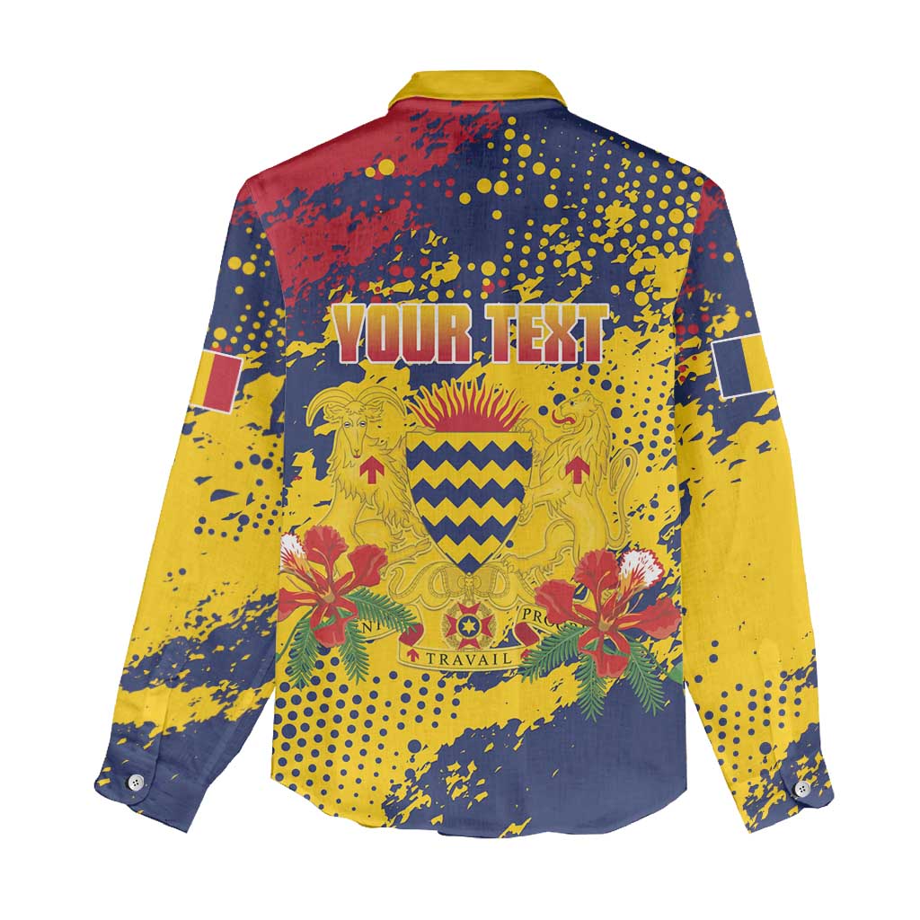Personalized Chad Republic Day Women Casual Shirt Coat Of Arms - Grunge Style - Wonder Print Shop