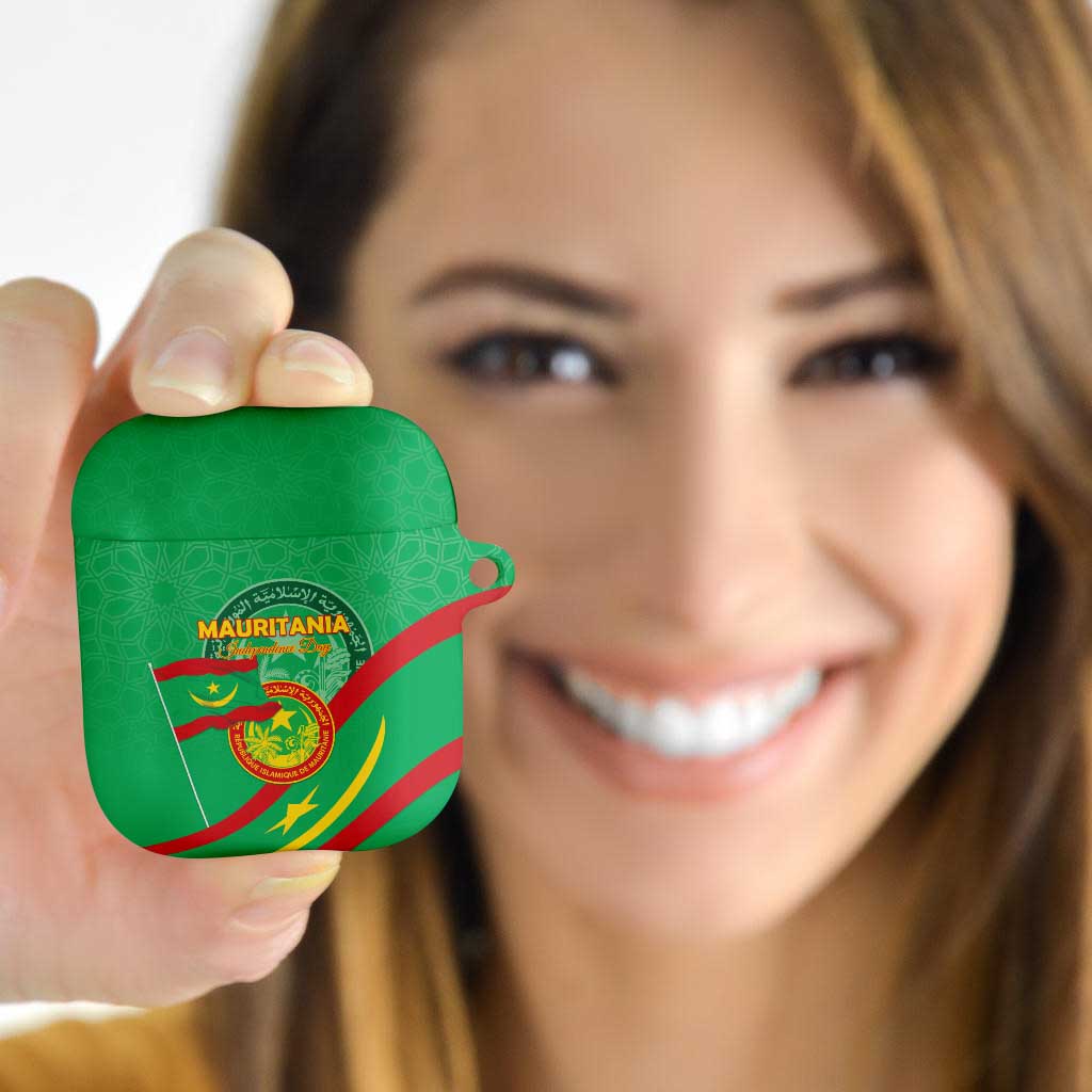 Mauritania Independence Day AirPods Case Coat Of Arms With Map - Wonder Print Shop