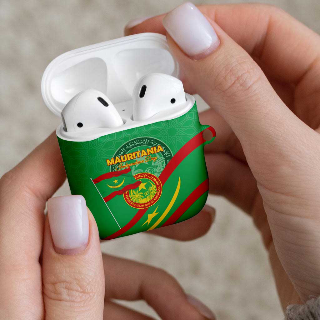 Mauritania Independence Day AirPods Case Coat Of Arms With Map - Wonder Print Shop