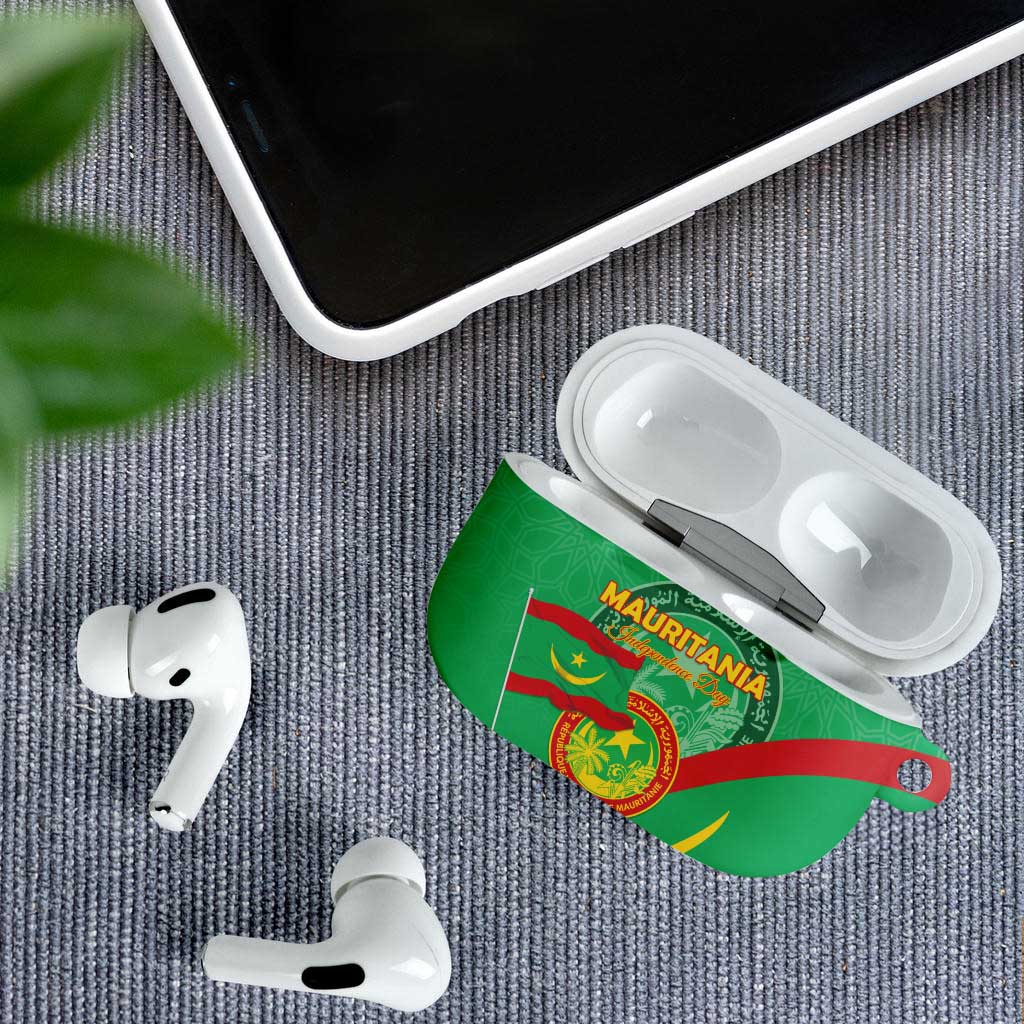Mauritania Independence Day AirPods Case Coat Of Arms With Map - Wonder Print Shop