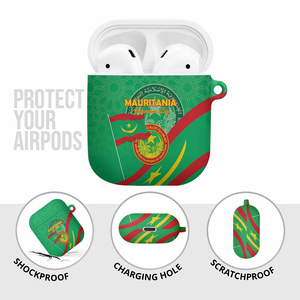 Mauritania Independence Day AirPods Case Coat Of Arms With Map - Wonder Print Shop