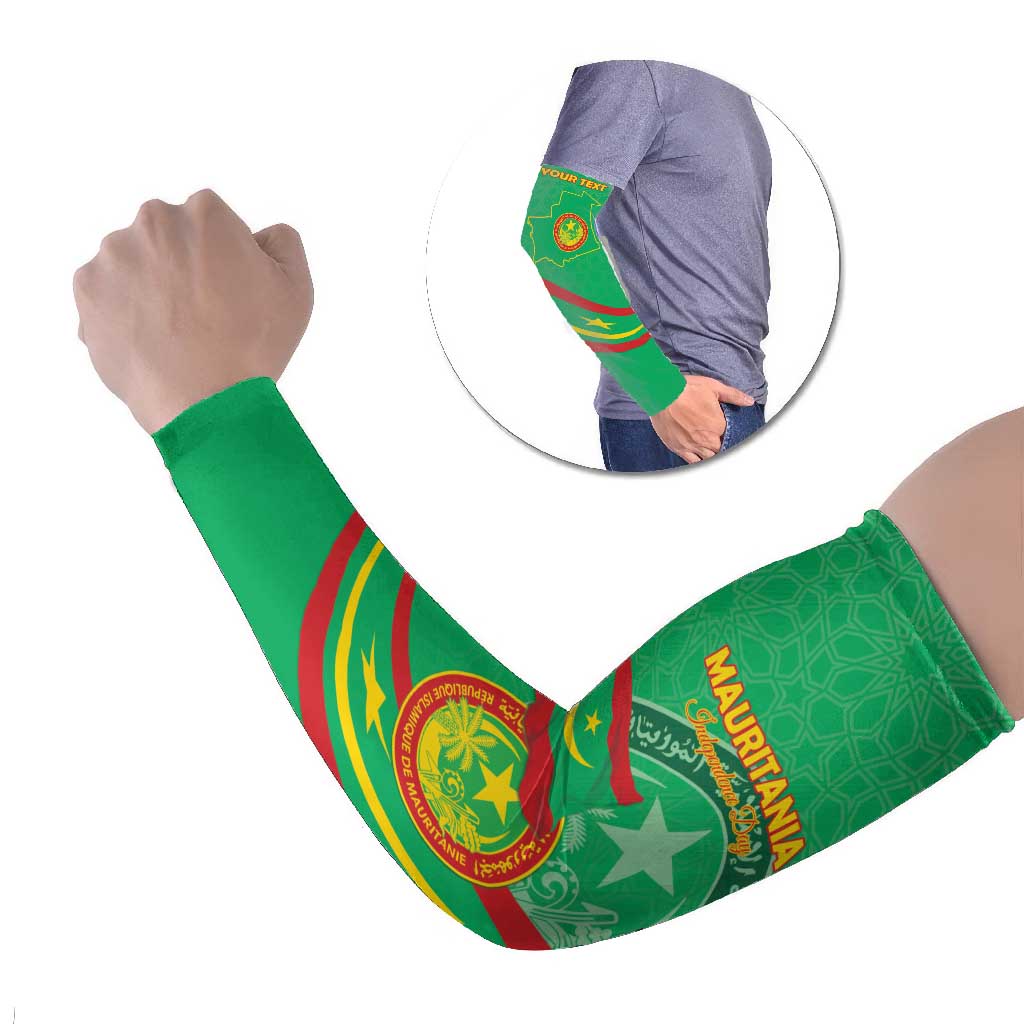 Mauritania Independence Day Arm Sleeves Coat Of Arms With Map - Wonder Print Shop