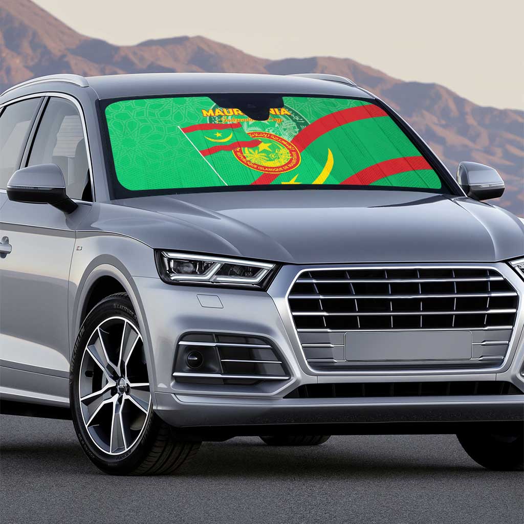 Mauritania Independence Day Auto Sun Shade Coat Of Arms With Map - Wonder Print Shop
