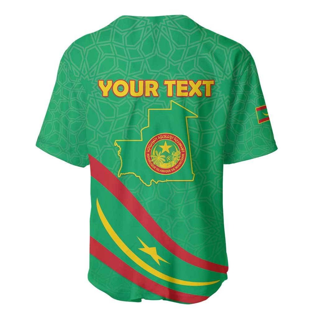 Personalized Mauritania Independence Day Baseball Jersey Coat Of Arms With Map - Wonder Print Shop