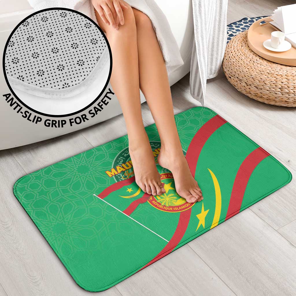 Mauritania Independence Day Bathroom Set Coat Of Arms With Map - Wonder Print Shop