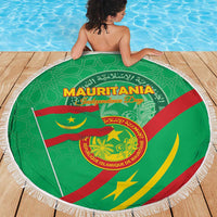 Mauritania Independence Day Beach Blanket Coat Of Arms With Map - Wonder Print Shop