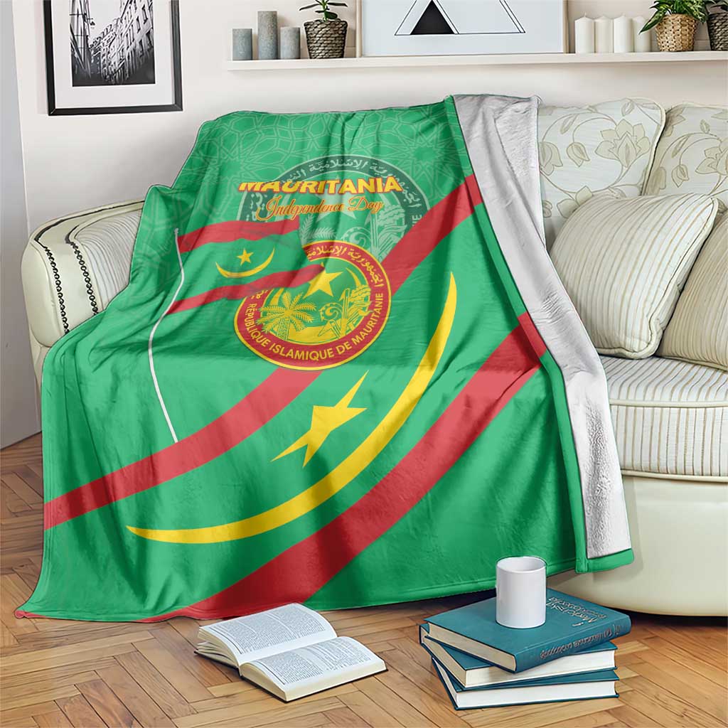 Mauritania Independence Day Blanket Coat Of Arms With Map - Wonder Print Shop