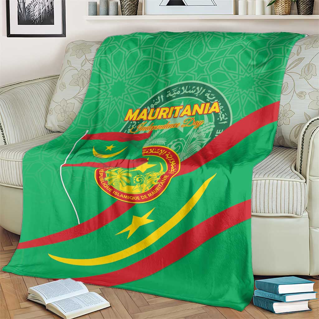 Mauritania Independence Day Blanket Coat Of Arms With Map - Wonder Print Shop