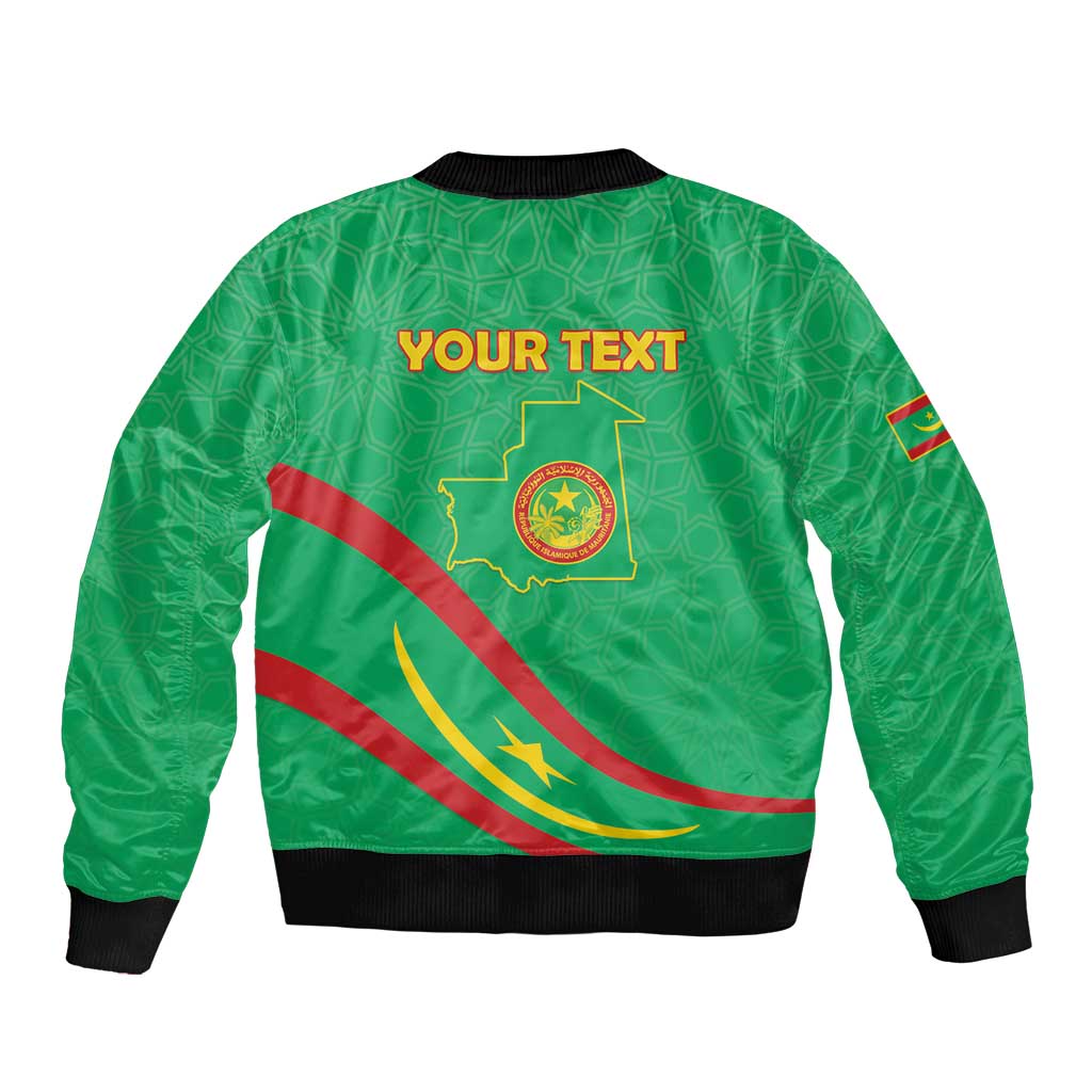 Personalized Mauritania Independence Day Bomber Jacket Coat Of Arms With Map - Wonder Print Shop
