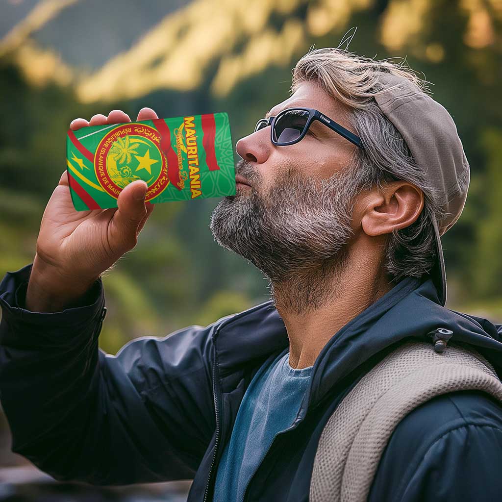 Personalized Mauritania Independence Day 4 in 1 Can Cooler Tumbler Coat Of Arms With Map - Wonder Print Shop