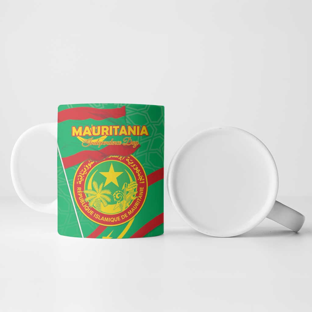 Personalized Mauritania Independence Day Ceramic Mug Coat Of Arms With Map - Wonder Print Shop