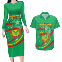 Personalized Mauritania Independence Day Couples Matching Long Sleeve Bodycon Dress and Hawaiian Shirt Coat Of Arms With Map - Wonder Print Shop