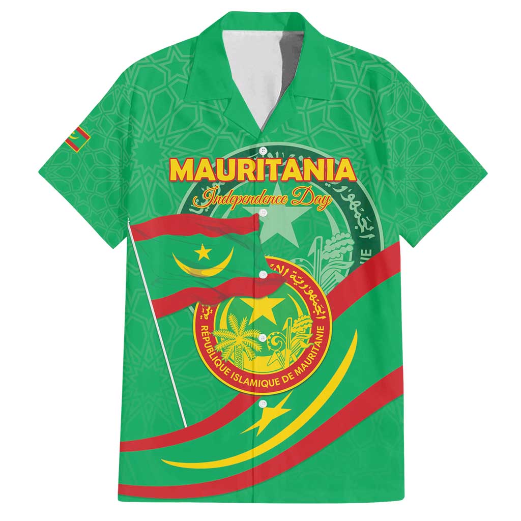 Personalized Mauritania Independence Day Family Matching Long Sleeve Bodycon Dress and Hawaiian Shirt Coat Of Arms With Map - Wonder Print Shop