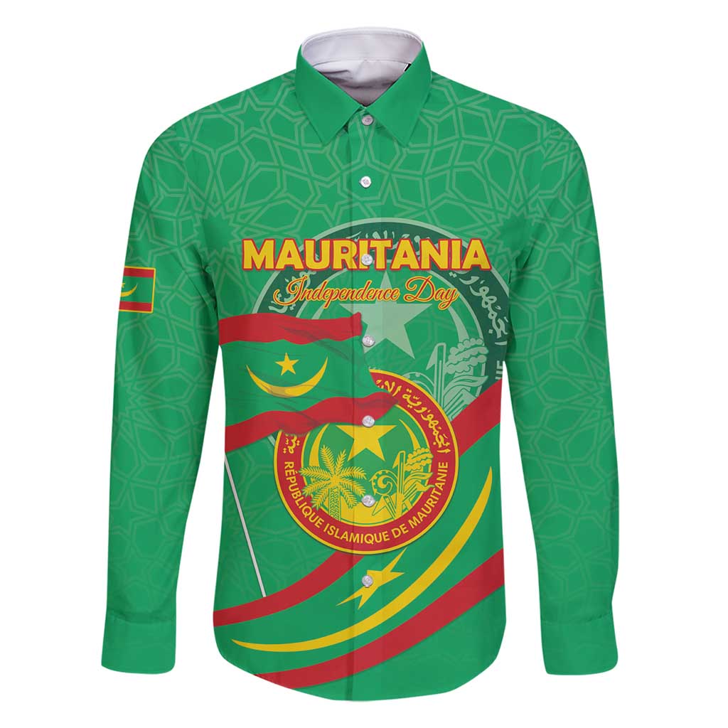 Personalized Mauritania Independence Day Family Matching Long Sleeve Bodycon Dress and Hawaiian Shirt Coat Of Arms With Map - Wonder Print Shop