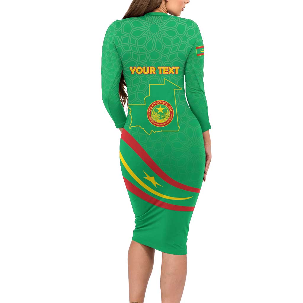 Personalized Mauritania Independence Day Family Matching Long Sleeve Bodycon Dress and Hawaiian Shirt Coat Of Arms With Map - Wonder Print Shop