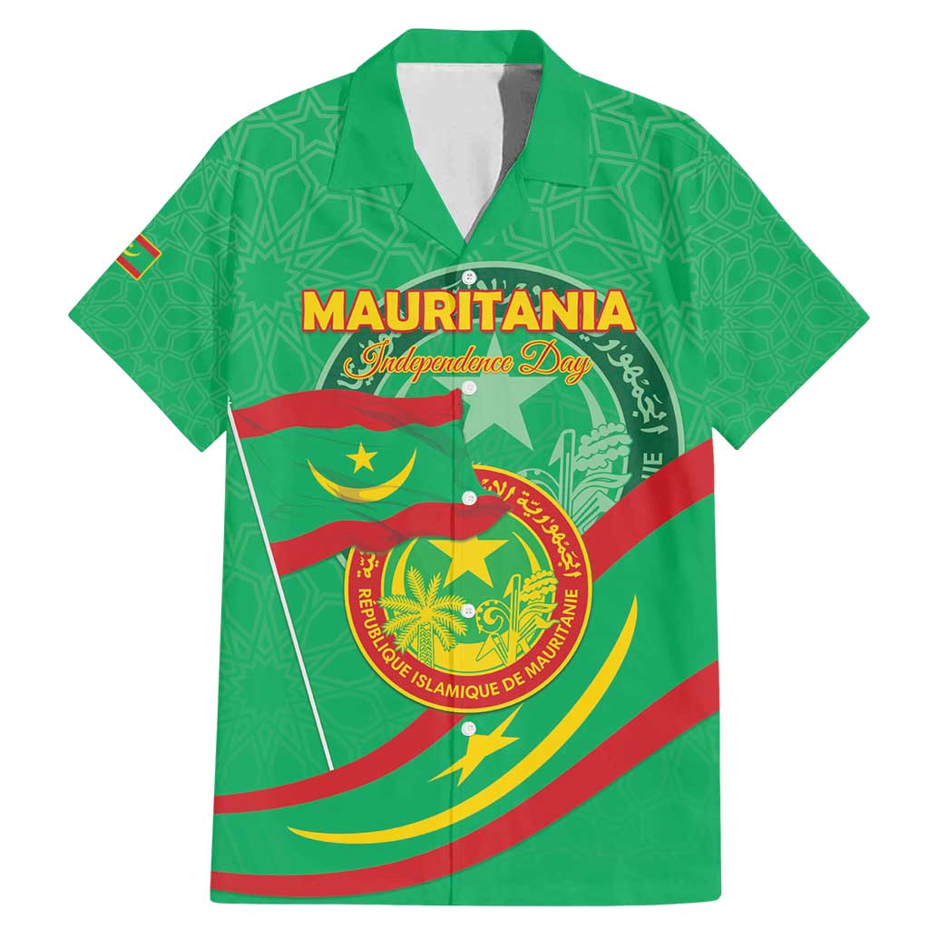 Personalized Mauritania Independence Day Family Matching Mermaid Dress and Hawaiian Shirt Coat Of Arms With Map - Wonder Print Shop