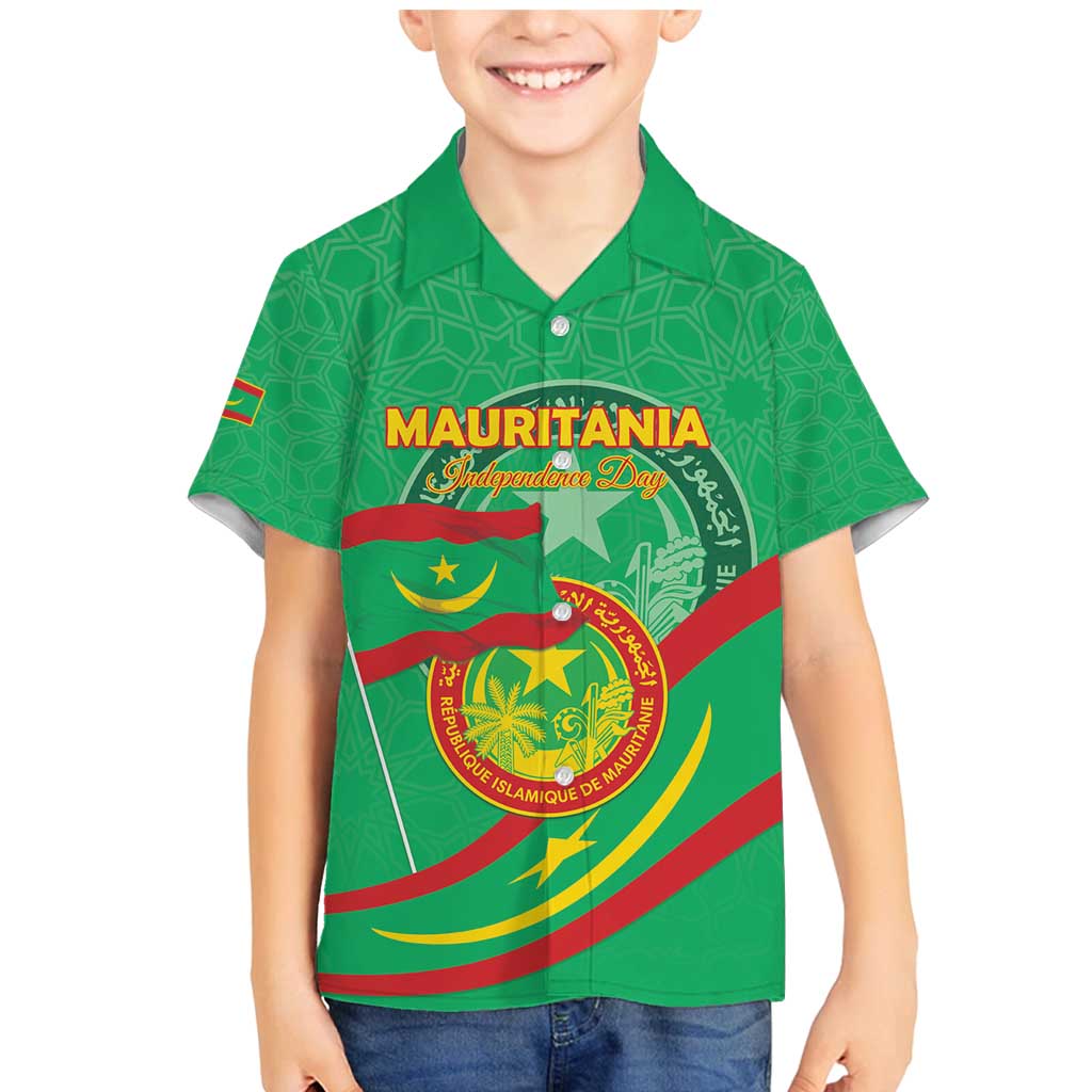 Personalized Mauritania Independence Day Family Matching Mermaid Dress and Hawaiian Shirt Coat Of Arms With Map - Wonder Print Shop